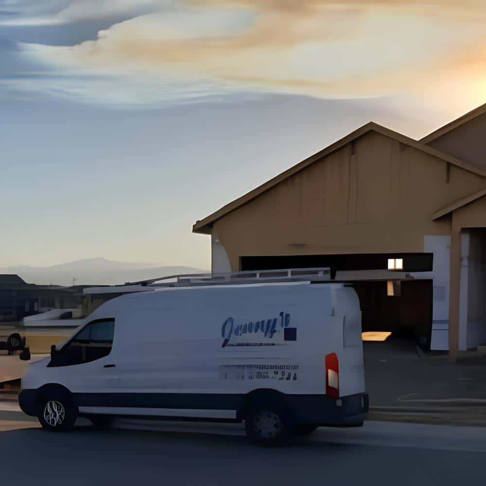 plumbing van in front of a house under construction