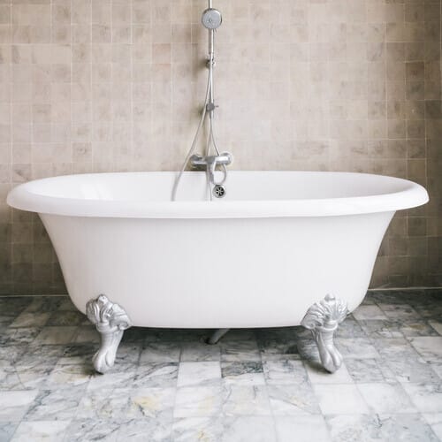Bathtub in bathroom interior