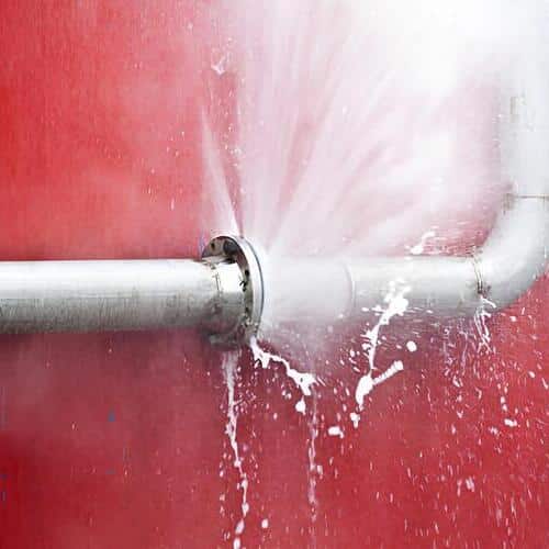 closeup of a burst pipe