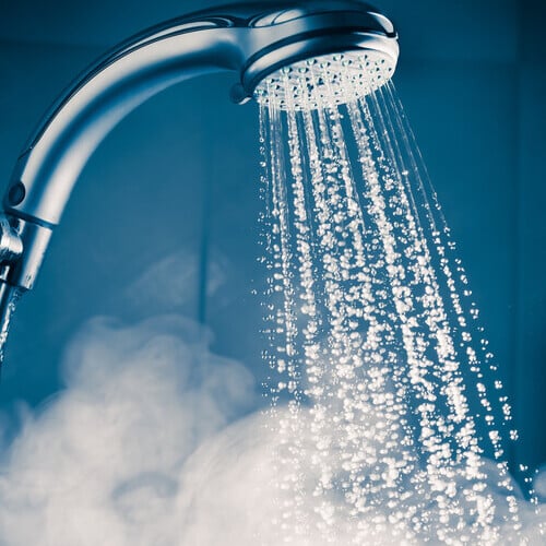 water falling from a showerhead