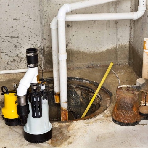 sewage ejector pump in a utility room