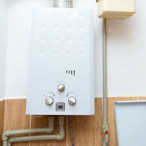 closeup of a tankless water heater