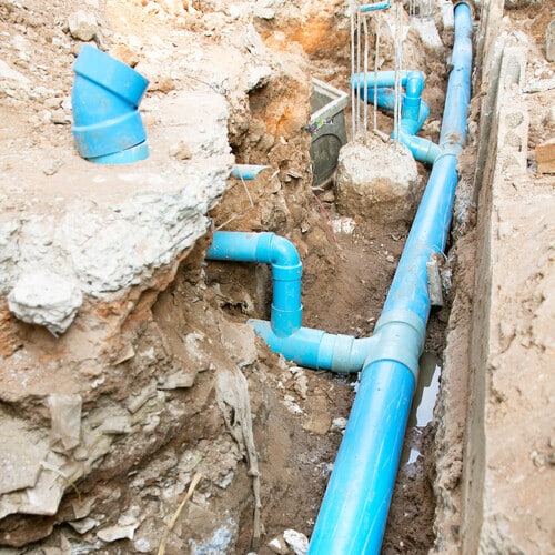 overhead view of a pipe in the ground
